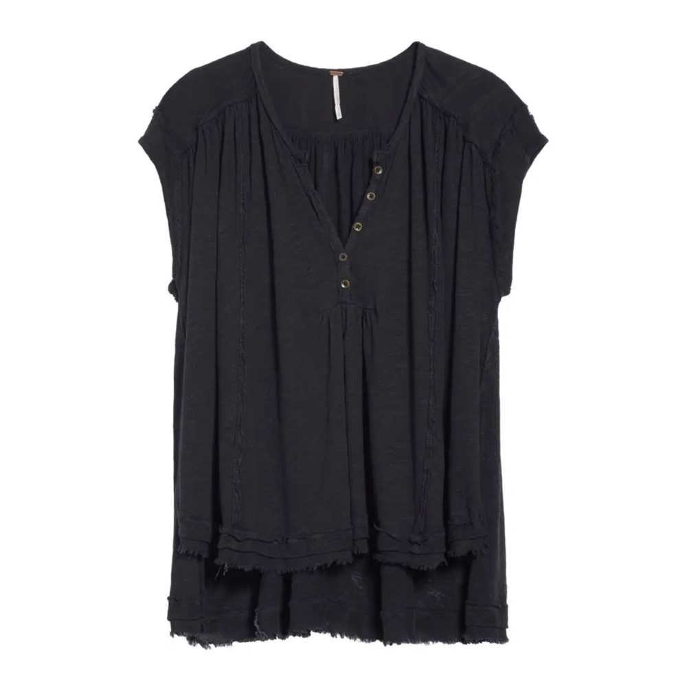 Free People Aster Henley Black Tunic Shirt